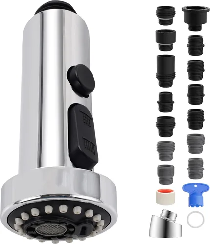 Cabezal rociador universal para grifo de cocina, boquilla de repuesto de rociador de fregadero de cocina de 3 funciones, 10 adaptadores compatibles