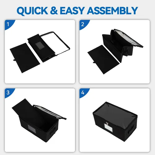 Miniatura 7 de Paquete de 2 cajas de almacenamiento de tela para DVD con tapa de PVC transparente, capacidad para 25 fundas de DVD estándar, tela no tejida
