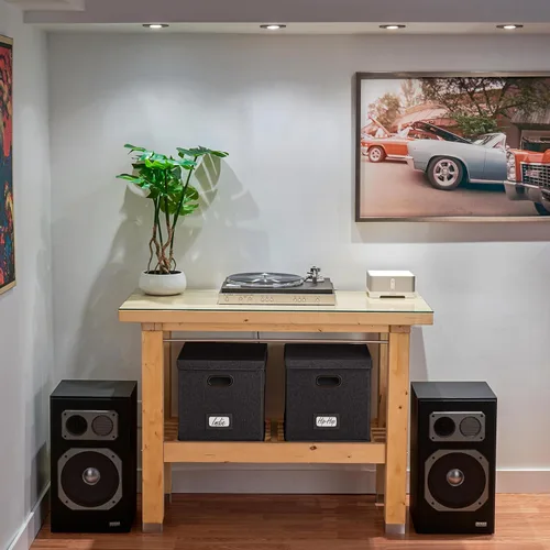 Miniatura 2 de ZICOTO Juego de caja de almacenamiento de discos de vinilo decorativa para más de 100 discos individuales, resistente y fácil de transportar