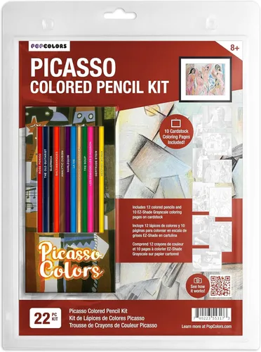 Juego de lápices de colores inspirados en Picasso, lápices de colores de núcleo suave para amantes del arte con nombres temáticos, 12 colores