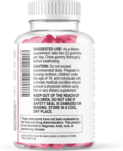 Miniatura 8 de Hello Lovely - Gomitas de vitaminas para el cabello con biotina, 5000 mcg de vitaminas E y C que apoyan el crecimiento del cabello, vegetariano