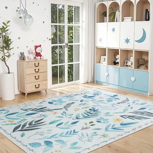 Miniatura 382 de Syalife 4x6 Alfombra Lavable para Área, Ultra Suave Antideslizante, Pila Baja, Alfombra Vintage Resistente a Manchas para Sala de Estar, Alfombra