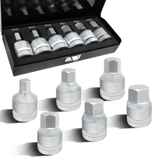 Miniatura 16 de Enchufe hexagonal de broca de impacto de 8 mm, llave de impacto hexagonal de 1/2 pulgada H8, adaptador de destornillador hexagonal de acero Cr-Mo