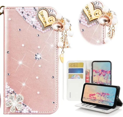 Miniatura 5 de Bling Wallet - Funda para teléfono compatible con OnePlus Nord N30 5G, elegante, diseño 3D hecho a mano de mariposa de danza, funda magnética