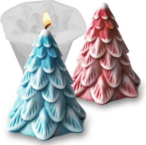 Moldes de adorno de Navidad, moldes de velas de árbol de Navidad para hacer velas, molde de silicona para decoración de pasteles de chocolate, árbol