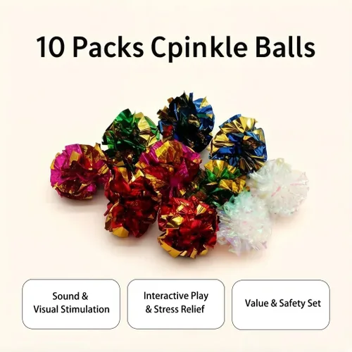 Miniatura 3 de LASOCUHOO Juguetes para gatos, paquete de 30 juguetes interactivos para gatos, incluye bolas arrugadas para gatos, bolas brillantes para gatos