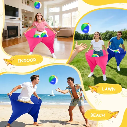 Miniatura 7 de Juego de pantalones de abuelita para patio, pantalones gigantes de abuelita, juego al aire libre, incluye pelotas hinchables y bombas de aire