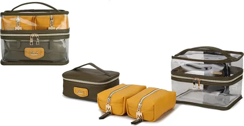 Miniatura 12 de MKF 4PCS elegante bolsa de cosméticos portátil maquillaje viaje organizador caso, Emma Fucsia