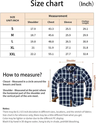 Miniatura 6 de Comdecevis Camisa de trabajo de franela para hombre con mangas largas y bolsillos en el pecho, camisa duradera y cómoda con botones en tela de pana