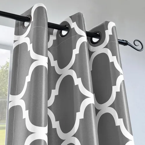 Melodieux Cortina de Moda Marroquí para Oscurecer la Habitación Blackout con Ojales para Ventanas Pequeñas de Dormitorio, 42 por 45 Pulgadas, Gris