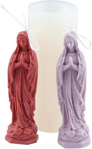 Cestony Moldes de silicona para velas de la Virgen María 3D para hacer velas, estatuas de resina de yeso y decoración del hogar (A)