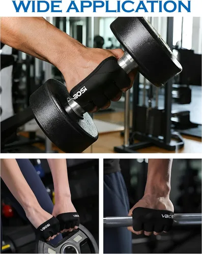 Miniatura 7 de Guantes de levantamiento de pesas, guantes cortos de micro entrenamiento para hombres y mujeres, almohadillas de agarre con protección completa