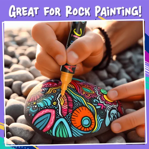 Miniatura 5 de Chalkola 20 marcadores de pintura acrílica de doble punta, kit de marcadores acrílicos para pintura en roca, lienzo, madera, cerámica, vidrio, tela