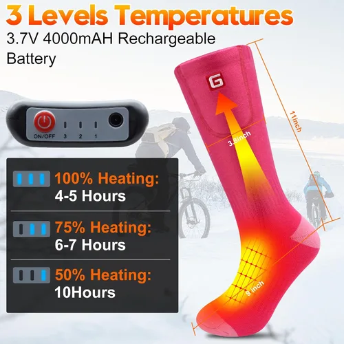 Miniatura 8 de Rabbitroom Calcetines Calentadores de Batería Eléctrica Calcetines Aislantes Térmicos para Artritis, Invierno Grueso Caliente Calefacción Calcetín