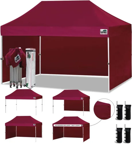 Miniatura 31 de Eurmax Tienda de campaña desplegable de 8 x 8 de Estados Unidos, con bolsa rodante patentada sin puntas, 4 paredes extraíbles con cremallera, toldo