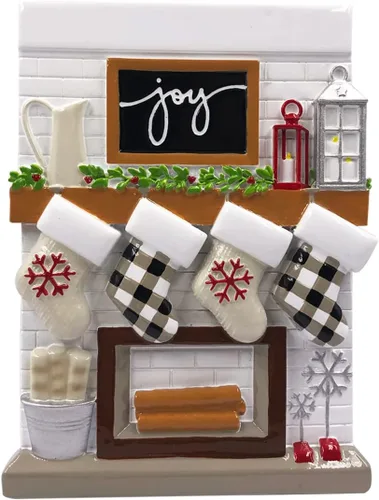 Miniatura 5 de Adorno personalizado para árbol de Navidad familiar de 3 chimeneas 2024 – Decoración de manto de calcetín de invierno, regalo de amigo, primo