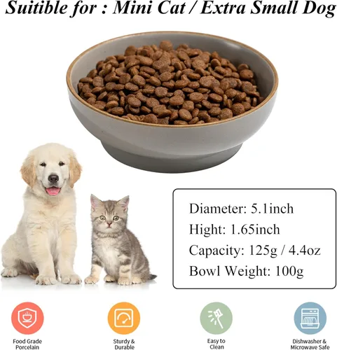 Miniatura 4 de Juego de 3 cuencos para gatos, platos antideslizantes para mascotas y gatos, cuencos de agua poco profunda, cuencos anchos para aliviar el estrés