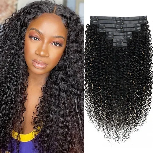 Miniatura 22 de Extensiones de cabello con clip de 12 pulgadas, rizado birmano, negro natural, extensiones de cabello con clip rizado birmano, cabello humano real