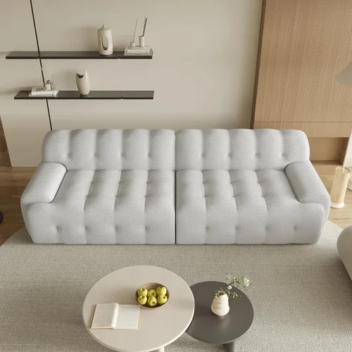 Miniatura 13 de Sofá modular modular de 86.6 pulgadas, sofá biplaza de gran tamaño, tela de malla 3D, cómodo sofá de nube, sofá curvado para sala de estar, oficina