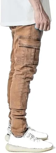 Miniatura 3 de HUNGSON Pantalones de mezclilla elásticos ajustados para hombre, jeans ajustados rasgados para hombre, pantalones de pierna recta desgastados