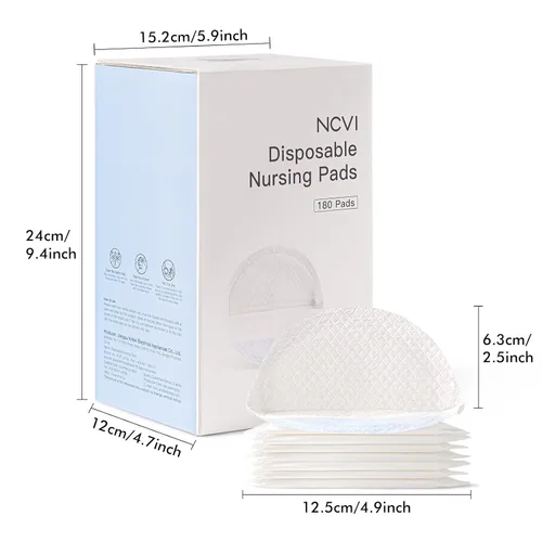 Miniatura 9 de NCVI Almohadillas de lactancia desechables superabsorbentes, 180 unidades, almohadillas para el pecho que se mantienen secas para fugas de leche