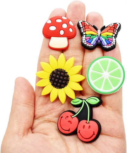 Miniatura 5 de Papacharms Un montón de dijes para zapatos diferentes al azar 305070100150200 piezas de cloruro de polivinilo mezclado con formas lindas y vibrantes