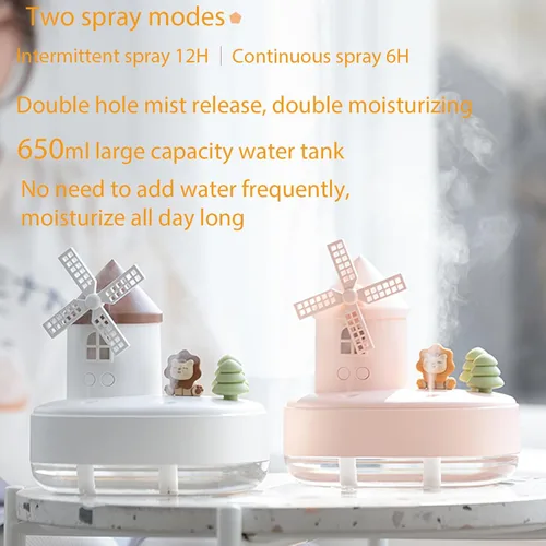 Miniatura 5 de Humidificadores ultrasónicos para dormitorio y oficina, humidificador de niebla fría con caja de música, humidificador de viento giratorio para bebé