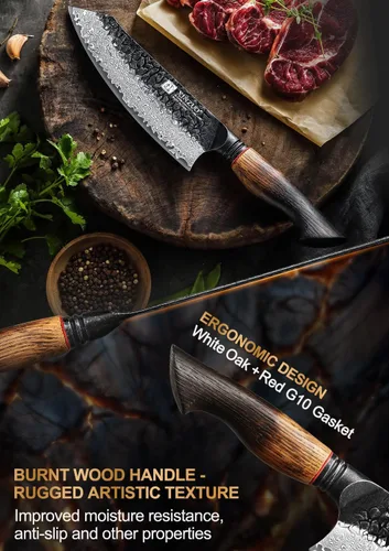 Miniatura 5 de XINZUO Cuchillo Santoku de Damasco Afilado de 7.6 Pulgadas, Cuchillo Profesional de Cocina para Carne de Acero Damasco de 67 Capas para Hogar