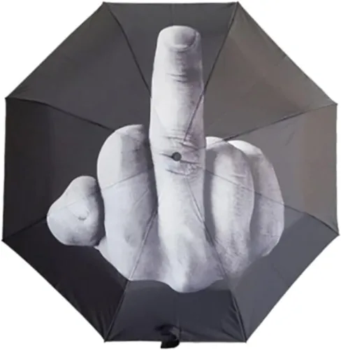 YINGHUA Paraguas de lluvia vertical para hombre y mujer, diseño divertido, paraguas plegable con diseño soleado y lluvia, paraguas de personalidad