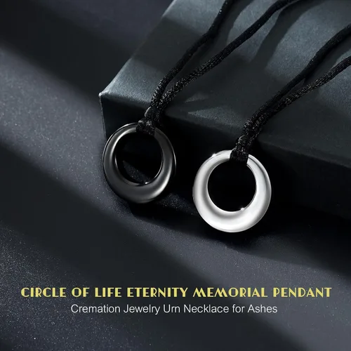 Miniatura 3 de Hearbeingt Collar de urna de cremación para cenizas para mujeres y hombres, colgante conmemorativo de la eternidad del círculo de la vida, joyería
