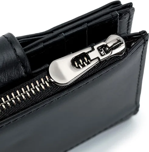 Miniatura 65 de LUKZIJAES Billetera de cuero genuino para hombre, con bloqueo RFID, delgada, plegable, bolsillo frontal, #3-Café, Vintage