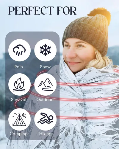 Miniatura 6 de Cutecrop Los kits de supervivencia de invierno de 96 piezas incluyen 48 mantas de emergencia (83 x 63 pulgadas) y 48 pares de calcetines de lana