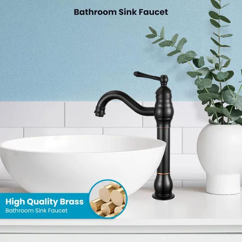 Miniatura 2 de gotonovo Grifo para Lavabo Tipo Vasija de Una Sola Manija Giratorio 360° Grifo de Baño de Un Agujero Estilo Granja Grifo de Tocador para Lavabo Tipo
