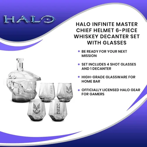 Miniatura 6 de Halo Infinite Master Chief - Juego de decantador de whisky con vasos (6 piezas)