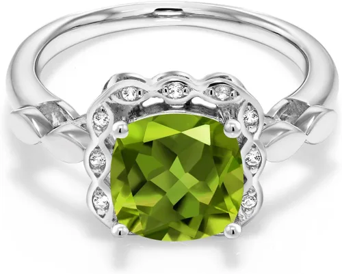 Miniatura 104 de Gem Stone King Anillo de compromiso de plata de ley 925 de 0.315 in con piedra natal y zafiro blanco creado Anillo de compromiso de boda