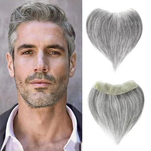 Miniatura 23 de Extensión frontal de cabello rubio claro para hombres, extensión de cabello lacio con pérdida de línea de cabello humano con cinta adhesiva