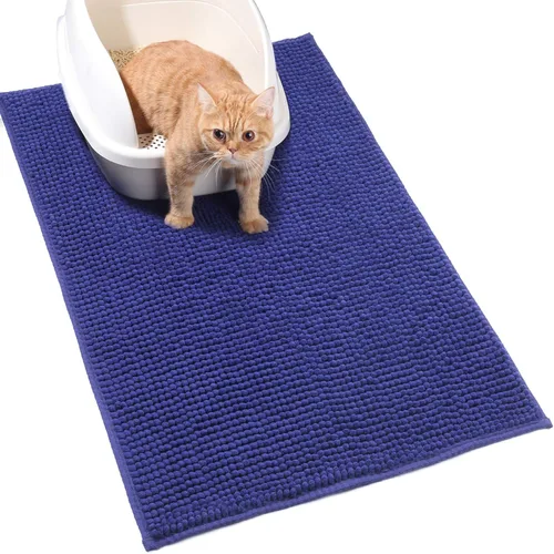 Miniatura 8 de VIVAGLORY Tapete de arena para gatos, agarre suave, tapete para atrapar arena, alfombra fangosa para interiores y pisos, lavable a máquina, fácil