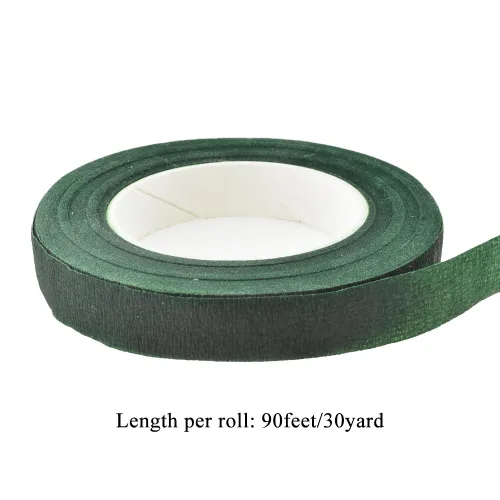 Miniatura 2 de HAHIYO 3 rollos de cinta floral de 0.5 pulgadas de ancho en verde oscuro - 270 pies/90 yardas en total, cinta de papel impermeable para floristería