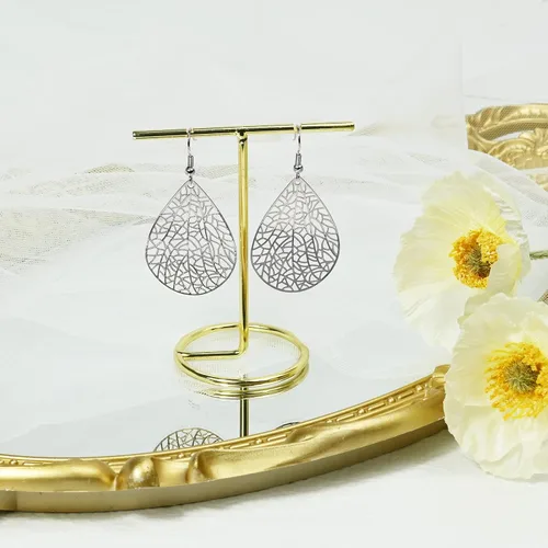 Miniatura 10 de 14K Gold Plated Silver Rose Gold Teardrop Filigree Dangle Earrings Lightweight Leaf Drop Earrings for Christmas Gift