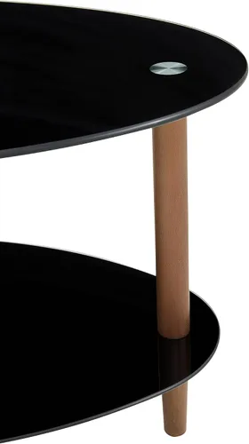 Miniatura 6 de Mesa de centro de cristal, mesa de centro de vidrio de 2 niveles, mesa moderna de vidrio templado para el hogar y la sala de estar (negro)