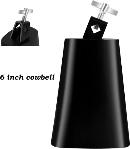 Miniatura 3 de MOONBACK Tambourine and 6 Inch Cowbell Kit, Drum Set Tambourine with Mounting Eye Bolt, Black