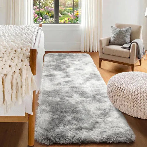 Miniatura 44 de ONASAR - Alfombra de pasillo negra de 2 x 6 pies, esponjosa, lavable, ultrasuave, afelpada, peluda, tapete para bebés, dormitorio de niños, armario