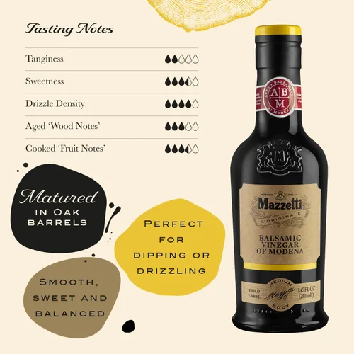 Miniatura 8 de Mazzetti Gold Label - Vinagre balsámico de Modena IGP, 8.45 onzas líquidas, suave y equilibrado, madurado en barricas de roble, perfecto
