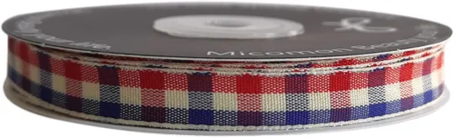Miniatura 3 de Cinta a cuadros de guinga – 25 yardas, rojo y azul (3/8 pulgadas) para decoración de Navidad y embalaje de regalo