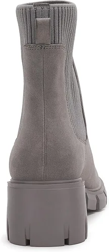 Miniatura 4 de Ruanyu Botas de plataforma con tacón grueso para mujer, elásticas, tipo Chelsea, con suela de lengüeta, antideslizantes, botas de combate