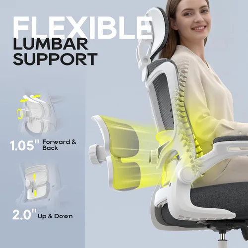 Miniatura 5 de Silla de oficina ergonómica para largas horas, soporte de cuerpo completo, alivia la presión del cuello y la espalda, capacidad de 330 libras, ideal
