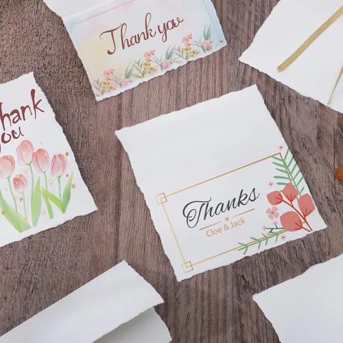 Miniatura 6 de 50 hojas de papel para acuarela 3.5 x 2, 300 g/m² Papel de borde deshilachado Papel hecho a mano rugoso/texturizado para acuarelas, invitaciones