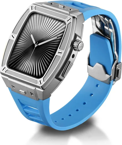Miniatura 8 de Funda de metal de lujo con correa para Apple Watch Series 10 de 1.812 pulgadas, funda protectora militar resistente contra golpes, diseño táctico