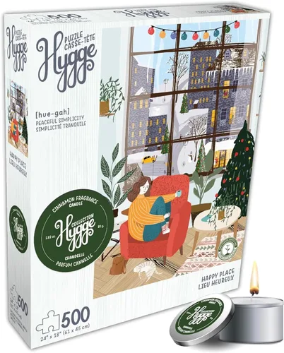Miniatura 17 de Rompecabezas de 500 piezas para adultos Colección Hygge Gato en la Ventana Rhi James Tablero Azul y Vela de KI Puzzles