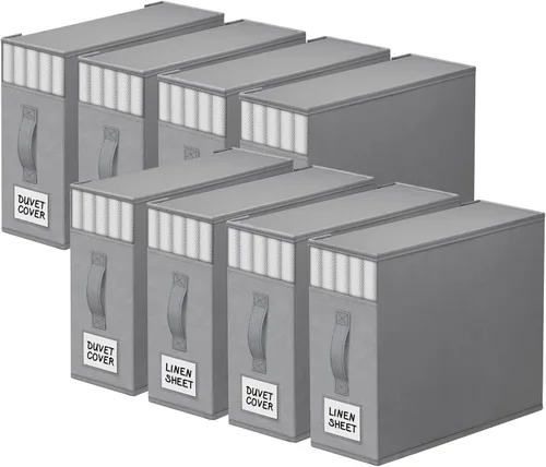 Miniatura 10 de StorageTastic Paquete de 4 Organizadores de Armario para Sábanas y Almacenamiento, Contenedores de Almacenamiento Plegables Resistentes con Ventana
